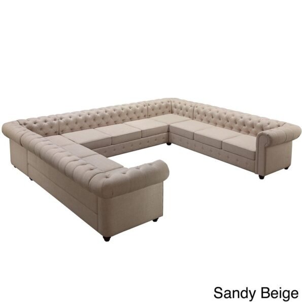 Garcia Tufted Linen U shaped Sectional Sofa 8