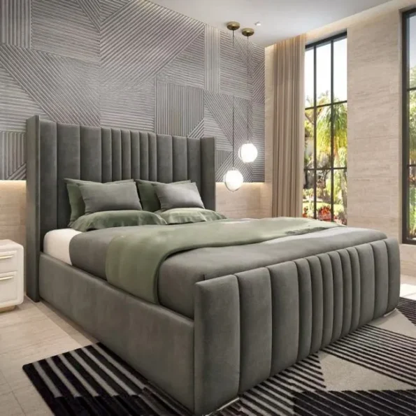 Luxury Velvet Upholstered Wing Ottoman Bed 1 650x650 1