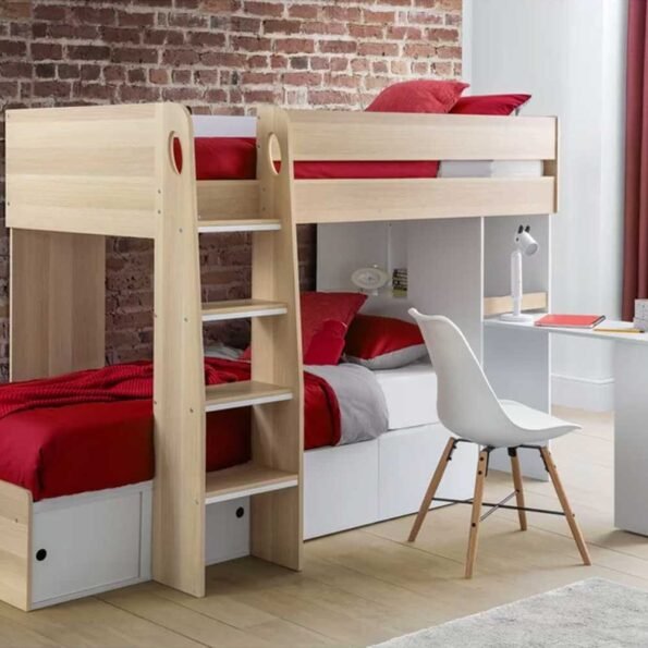 alexei single bunk bed with built in desk