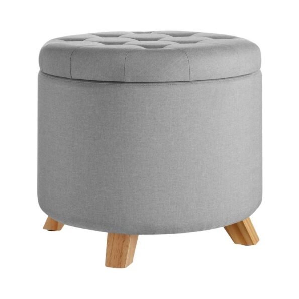 button tufted round storage ottoman