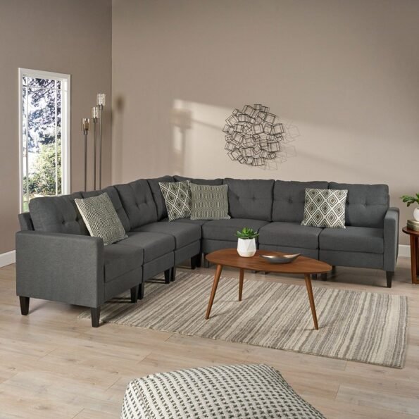 emmie mid century modern 7 piece sectional sofa set