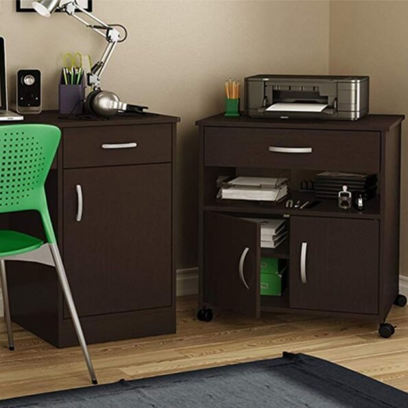 fatima printer cart with wheels in dark brown