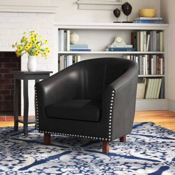 faux leather upholstered accent chair 1