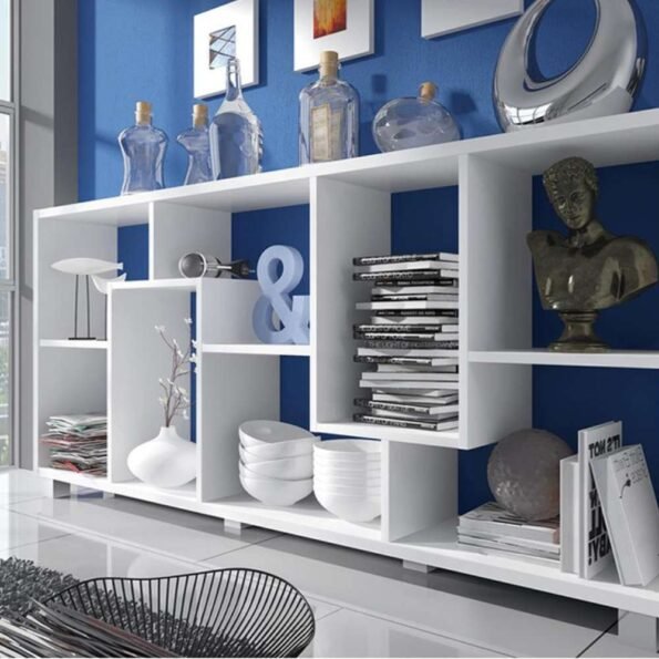 horizontal open shelving wall unit
