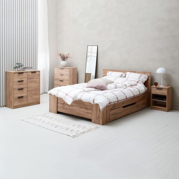jenslev series veneer oak bedroom set