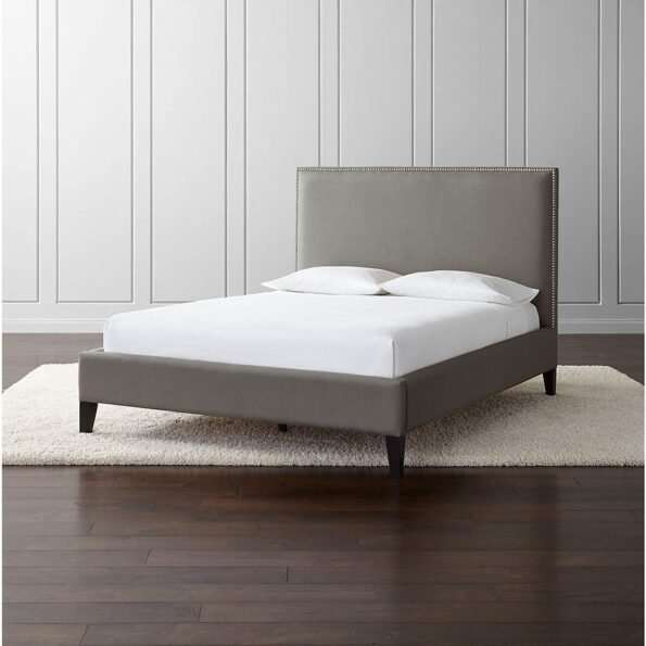 plain headboard with nail head bed