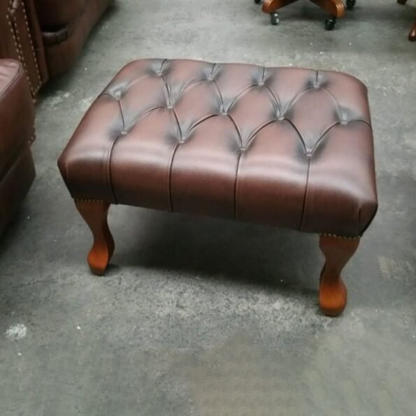 queen anne ottoman in faux leather