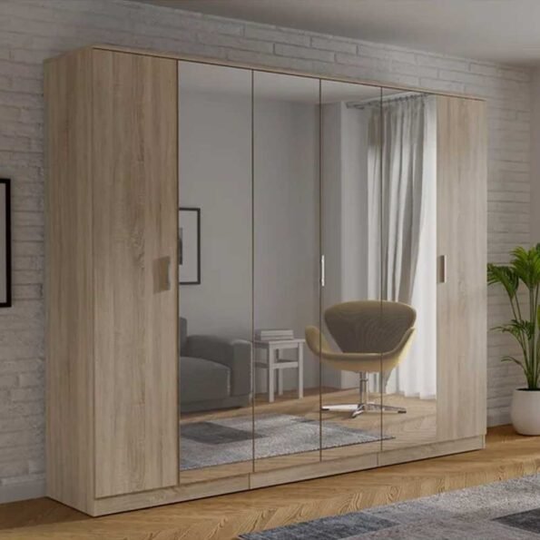 washam 6 door wardrobe with mirrors