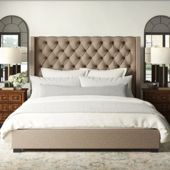 Abeyta Upholstered Wingback Linen Fabric Bed