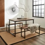 Rukn 4 Seater Wave Edge Dining Table and Bench Set 1 30908067