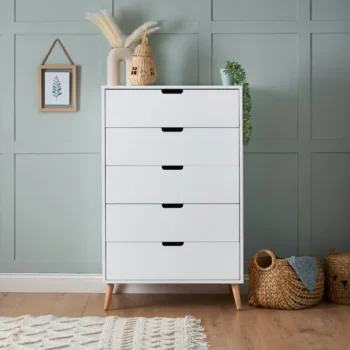 Rukn Obaby Maya Tall 5 Drawer Chest, White