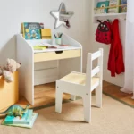 Rukn Kids Quinn Desk with Chair, White Natural