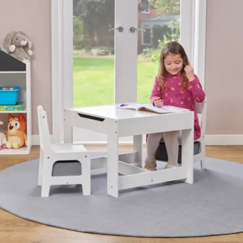 Rukn Liberty House Kids Wooden Activity Table Set With Two Storage Boxes