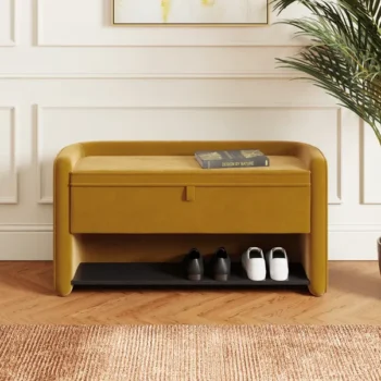 Rukn Estelle Velvet Hallway Storage Bench