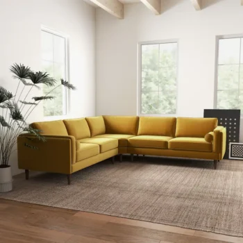Rukn Mid Century Modern Pillow Back Symmetrical Corner Sofa