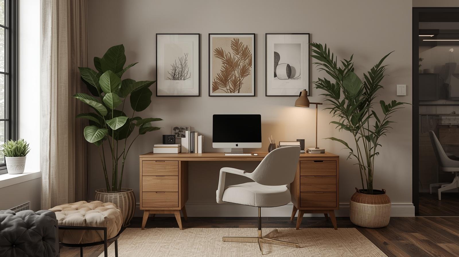 2560 by 1772 pixels Beautifully styled room corner with multiple decor layers simple office personality