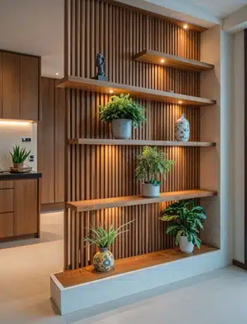 Vertical Wooden Slat Partition