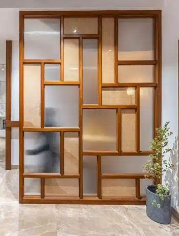 Wooden Cane and Glass Partition